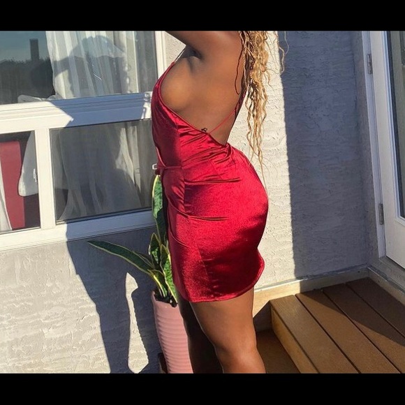 Sultry Red Satin Dress - Picture 2 of 2